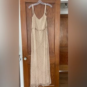 Adriana Pappell Nordstrom beaded Champaign dress